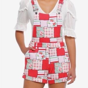 Strawberry Shortcake Patchwork Shortalls Overalls From Hot Topic Size XS S Cute!